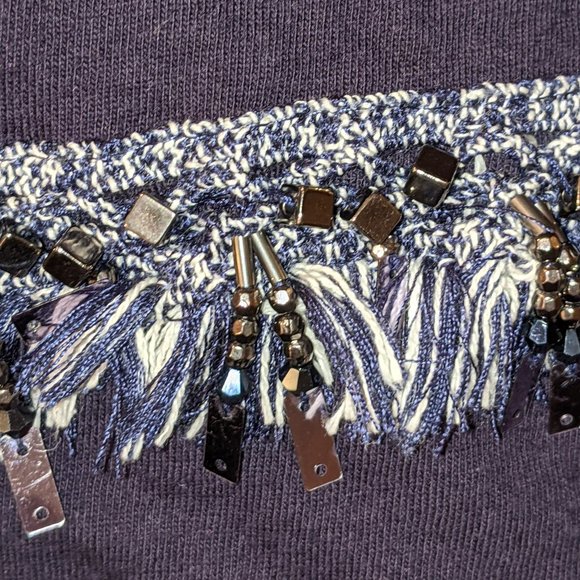 Banana Republic Fringed T-Shirt (Navy) - Picture 3 of 4